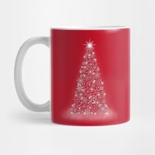 Inspirational Snowflake Christmas Tree, Believe, Dream & Achieve (Red Background) Mug